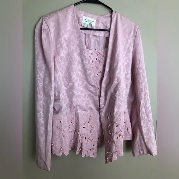 IN THE MOOD Pink Embellished Cocktail Blouse Jacket Size 14 - Picture 1 of 2